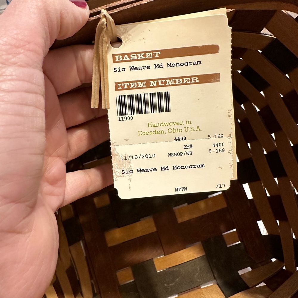 2010 Longaberger Basket. 7 1/2” x 8 1/2”. Has protective liner. - Picture 2 of 5